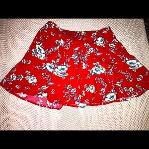 Red, floral skirt